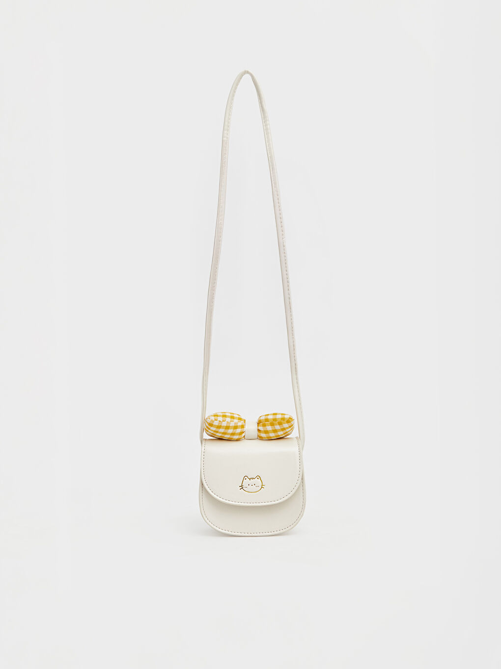 Beyaz Deri Görünümlü Kız Bebek Omuz Çantası