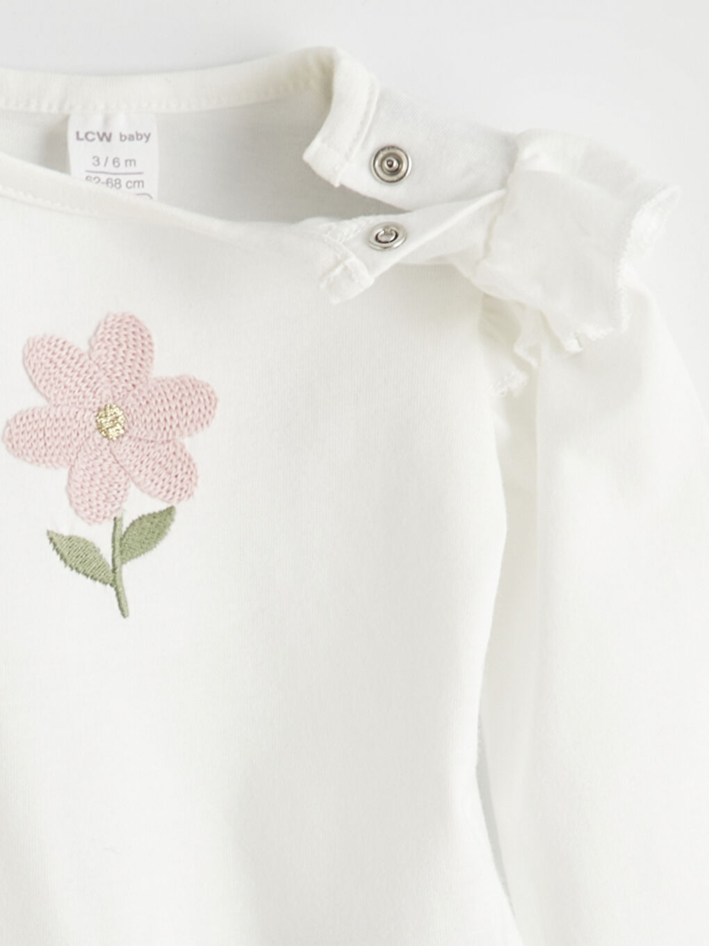 Ekru Çiçek Baskılı Kız Bebek Takım 3'lü-3