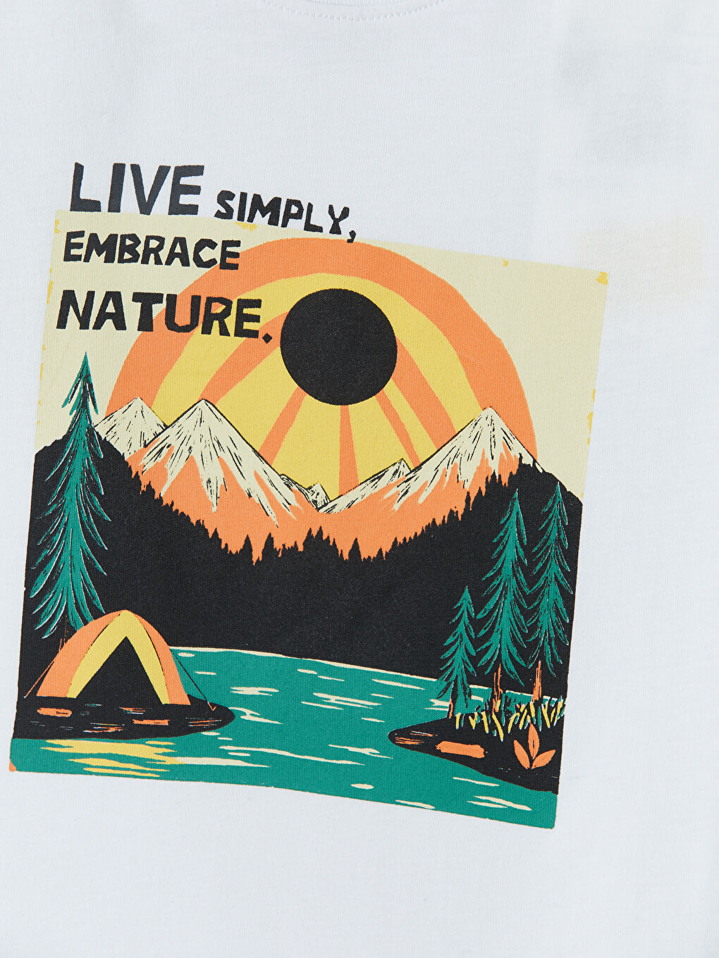 Beyaz Bisiklet Yaka Baskılı Erkek Çocuk Tişört-2