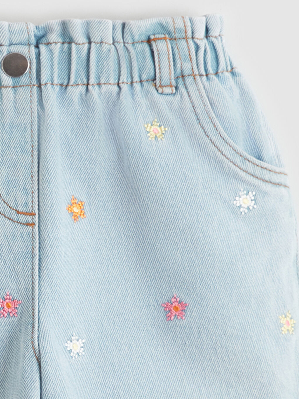 Girls' Embroidered Denim Shorts-1