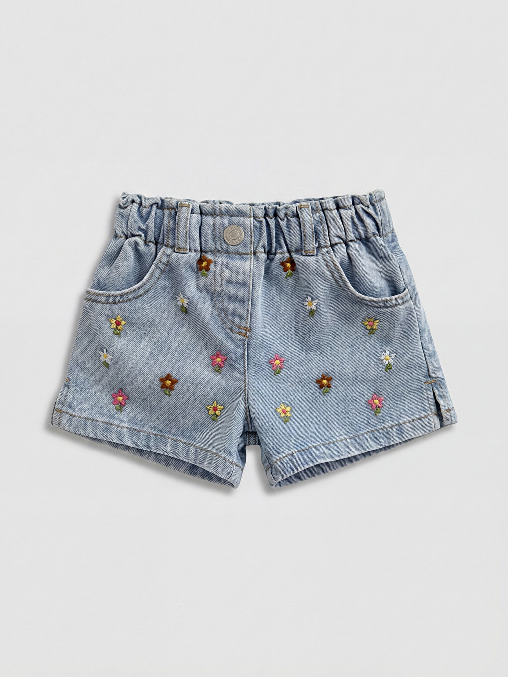 Girls' Embroidered Denim Shorts-1