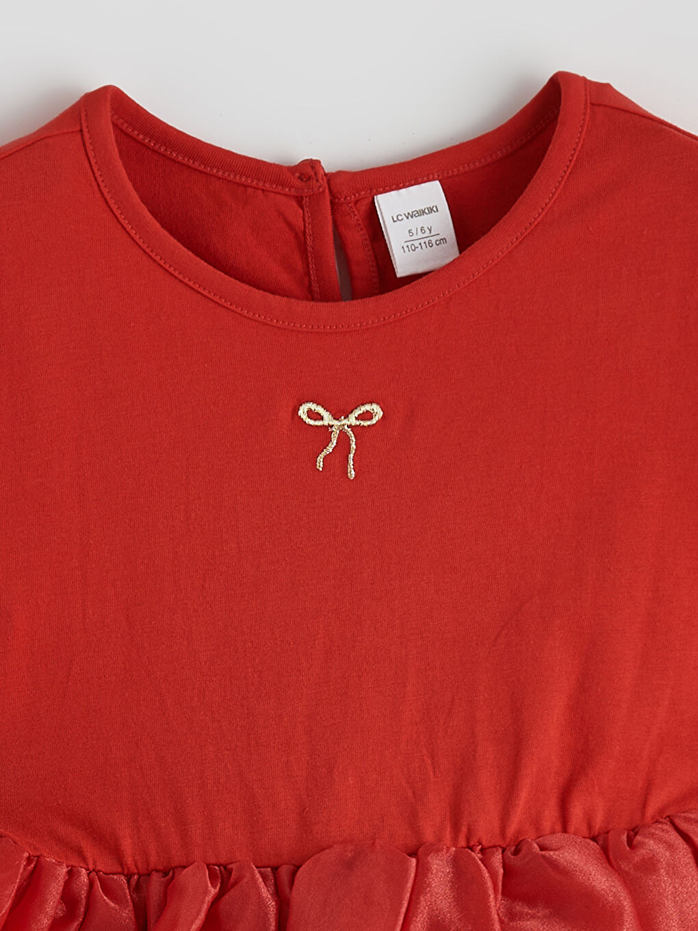 Crew Neck Embroidered Girl Baby Girls Jersey Dress-1