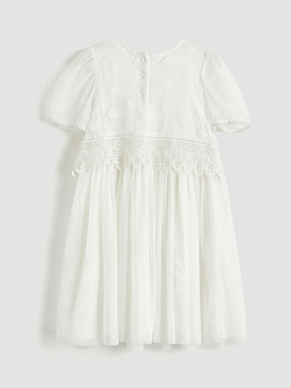 فستان للبنات مزين بالتطريز ومزخرف بكشكشة-1