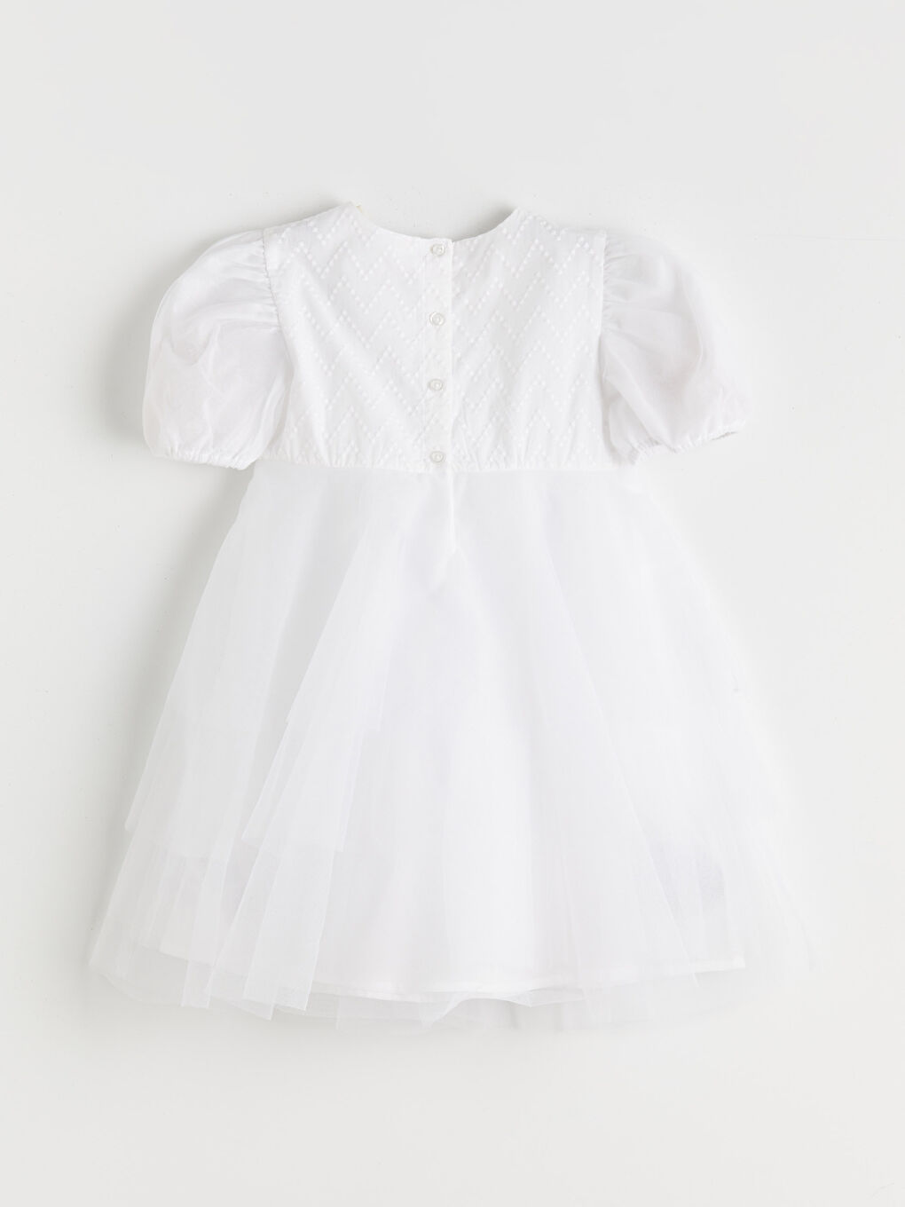 Balloon Sleeve Girls' Tulle Dress-1