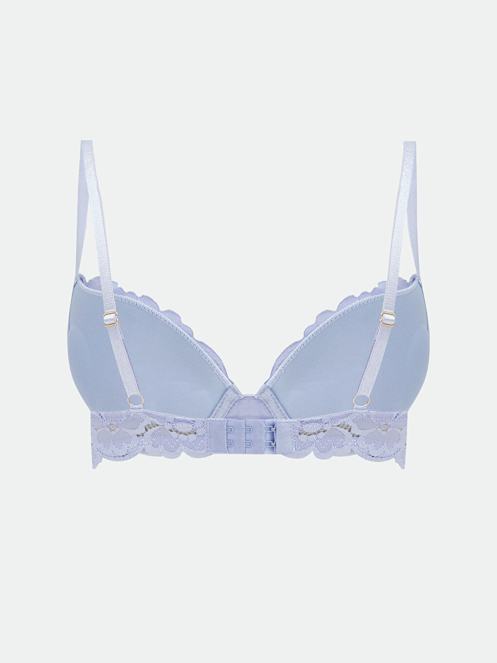 Mavi Balenli Dolgusuz Dantelli Tişört Sütyen	-1