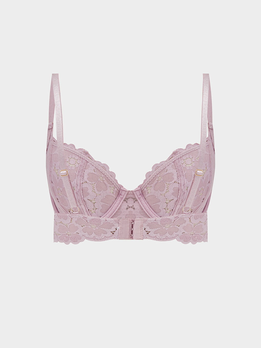 Lila Balenli Dolgusuz Dantelli Tişört Sütyen-1