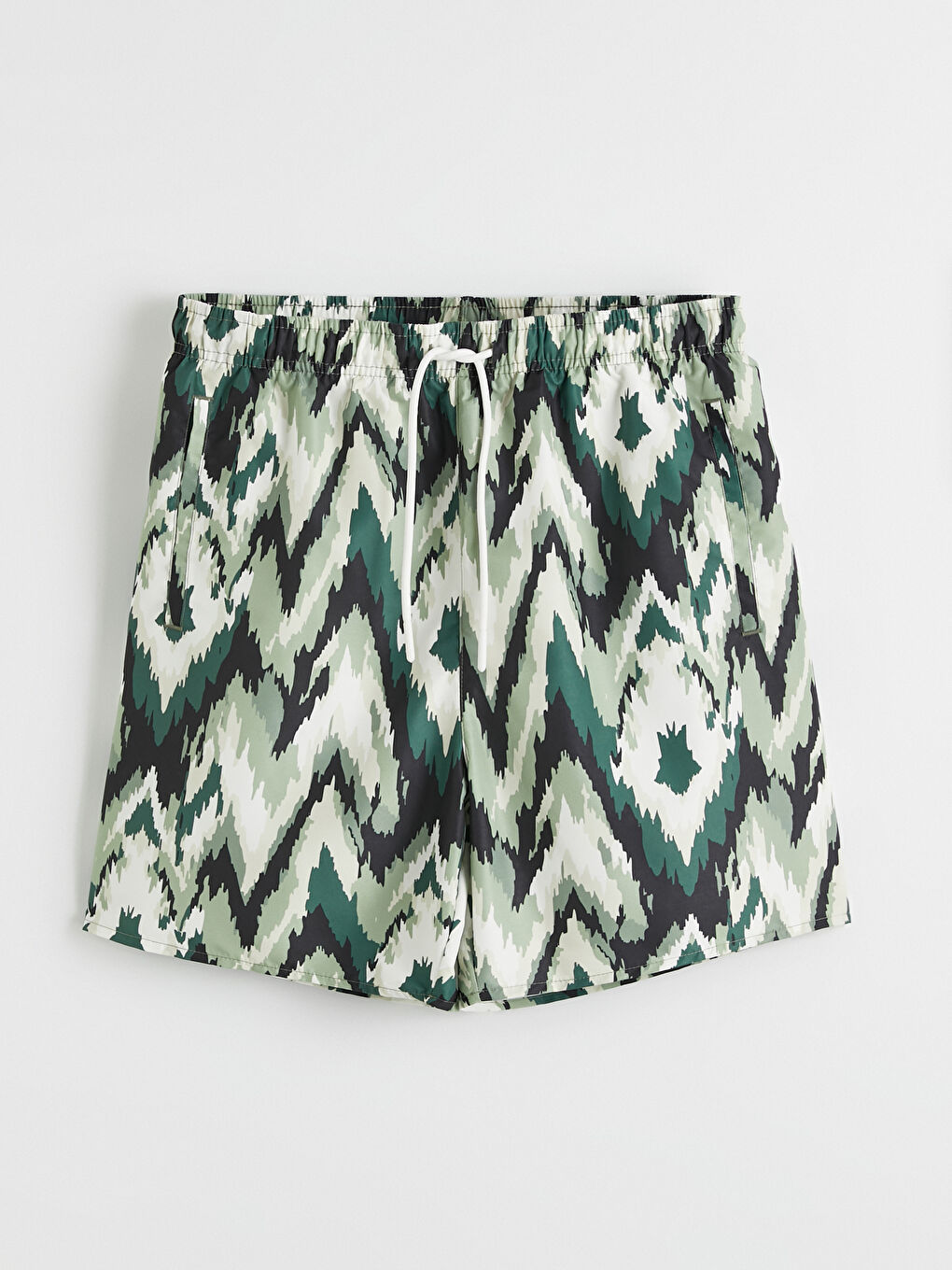 Yeşil Kısa Boy Desenli Erkek Deniz Şortu-4