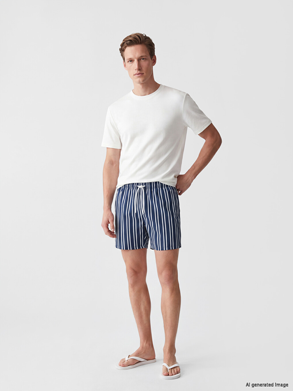 Short Striped Men's Swimming Shorts-1