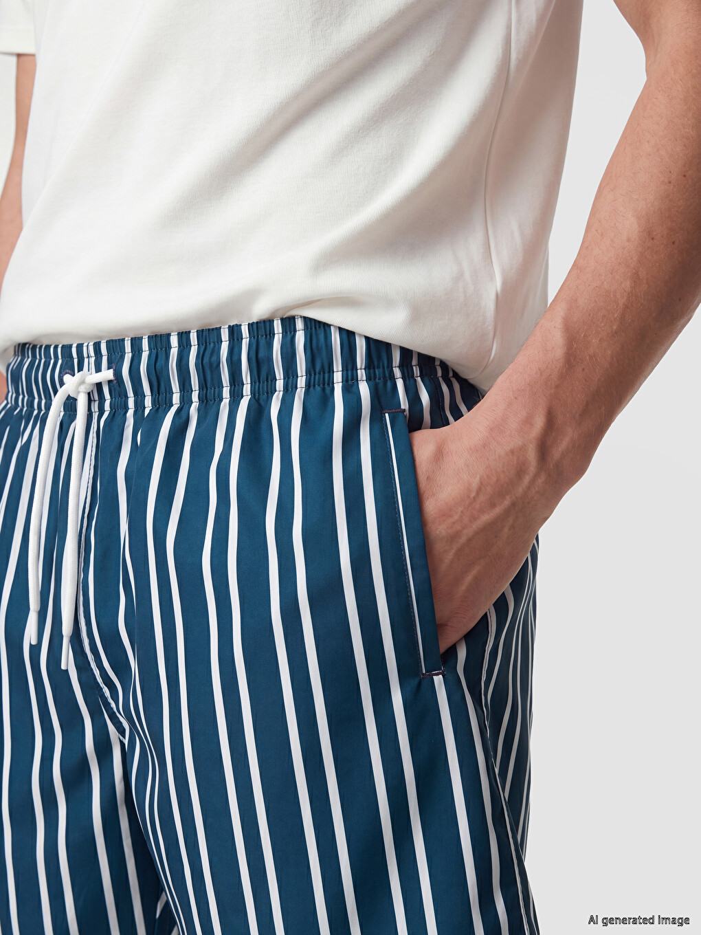 Short Striped Men's Swimming Shorts-2