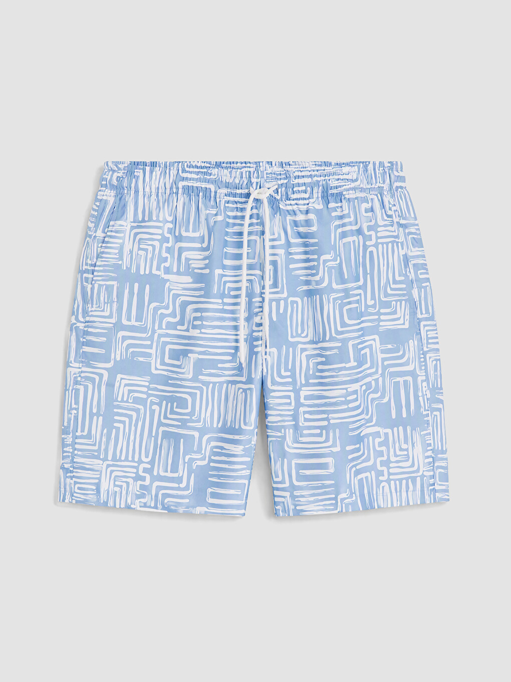Mavi Kısa Boy Desenli Erkek Deniz Şortu-4