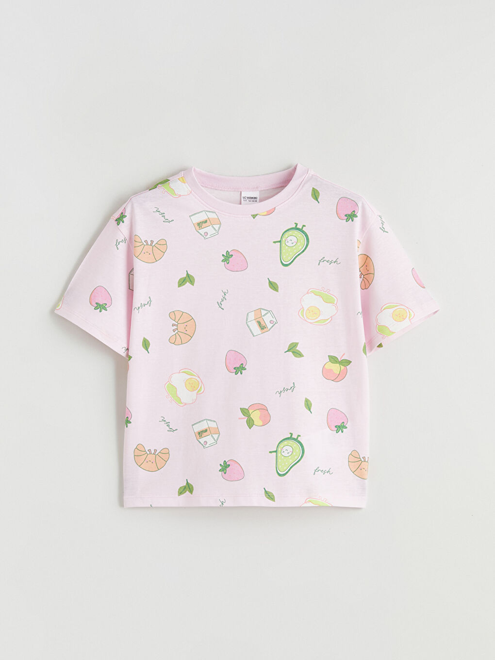 Pembe Bisiklet Yaka Baskılı Kız Çocuk Şortlu Pijama Takımı-1