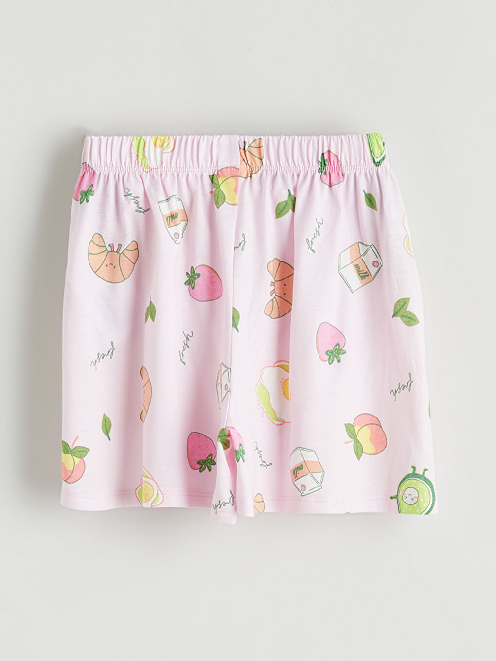 Pembe Bisiklet Yaka Baskılı Kız Çocuk Şortlu Pijama Takımı-6