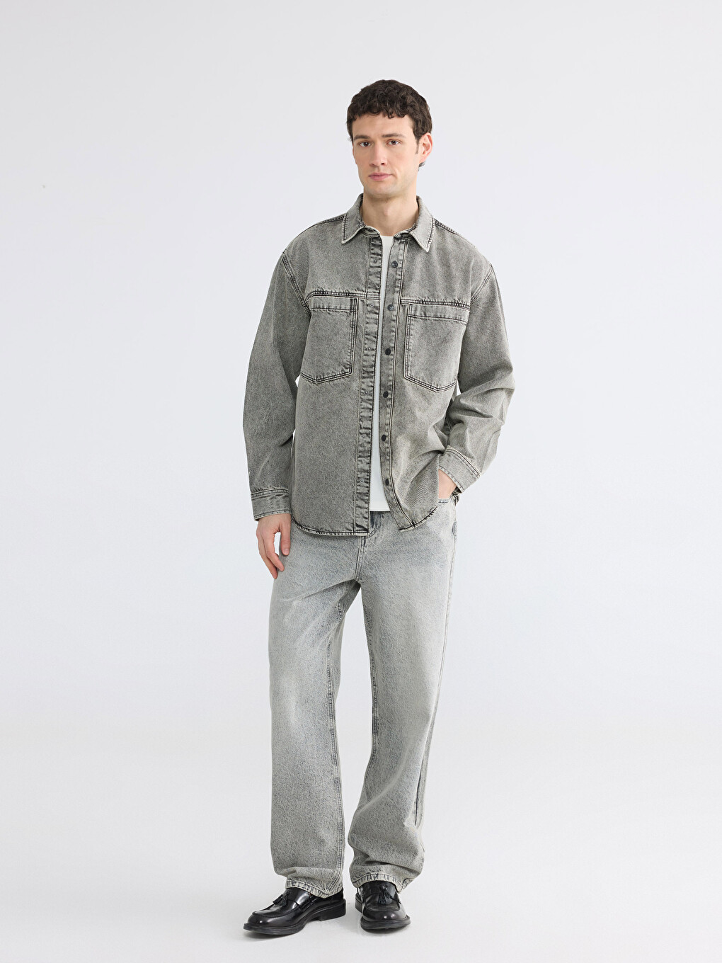 Loose Fit muška teksas košulja-1
