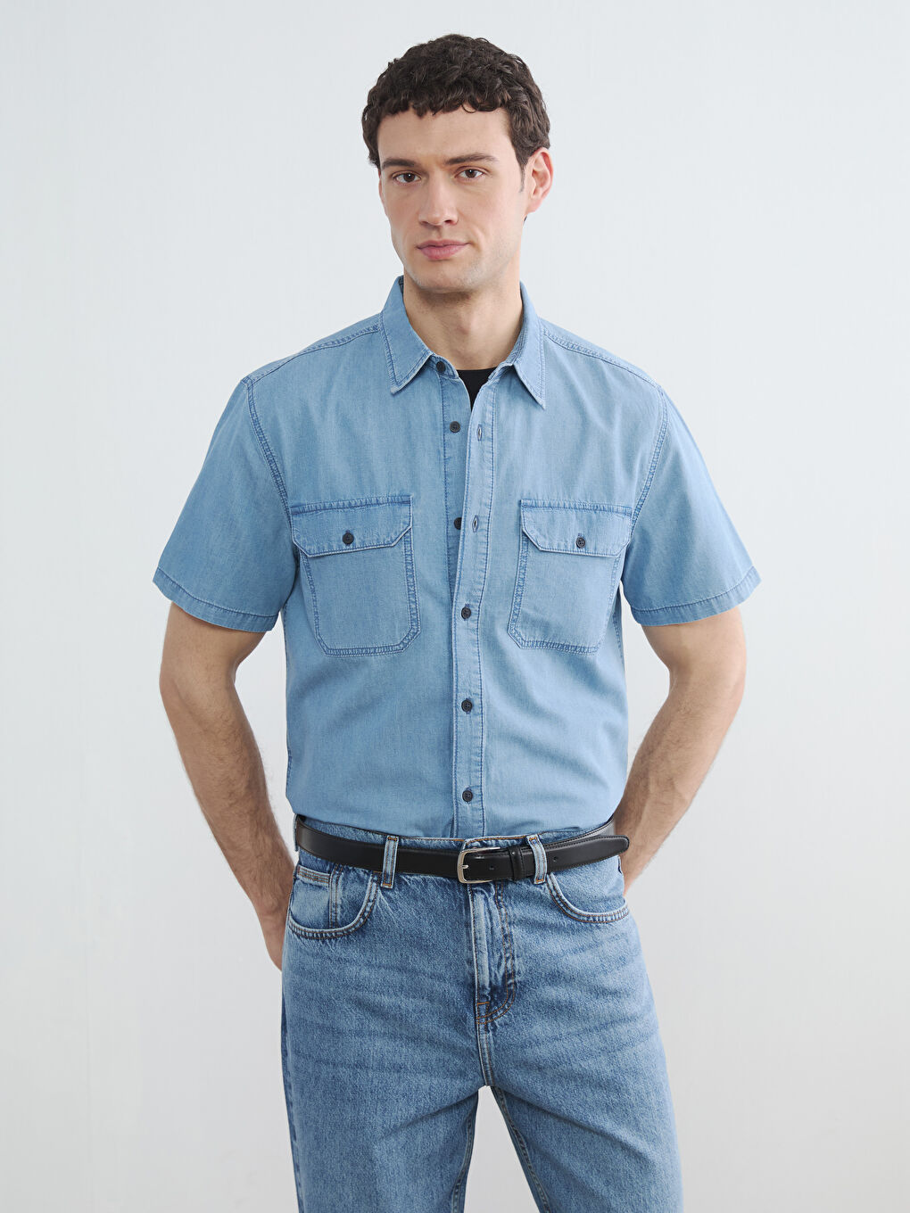 Άνδρας INDIGO Τζιν πουκάμισο