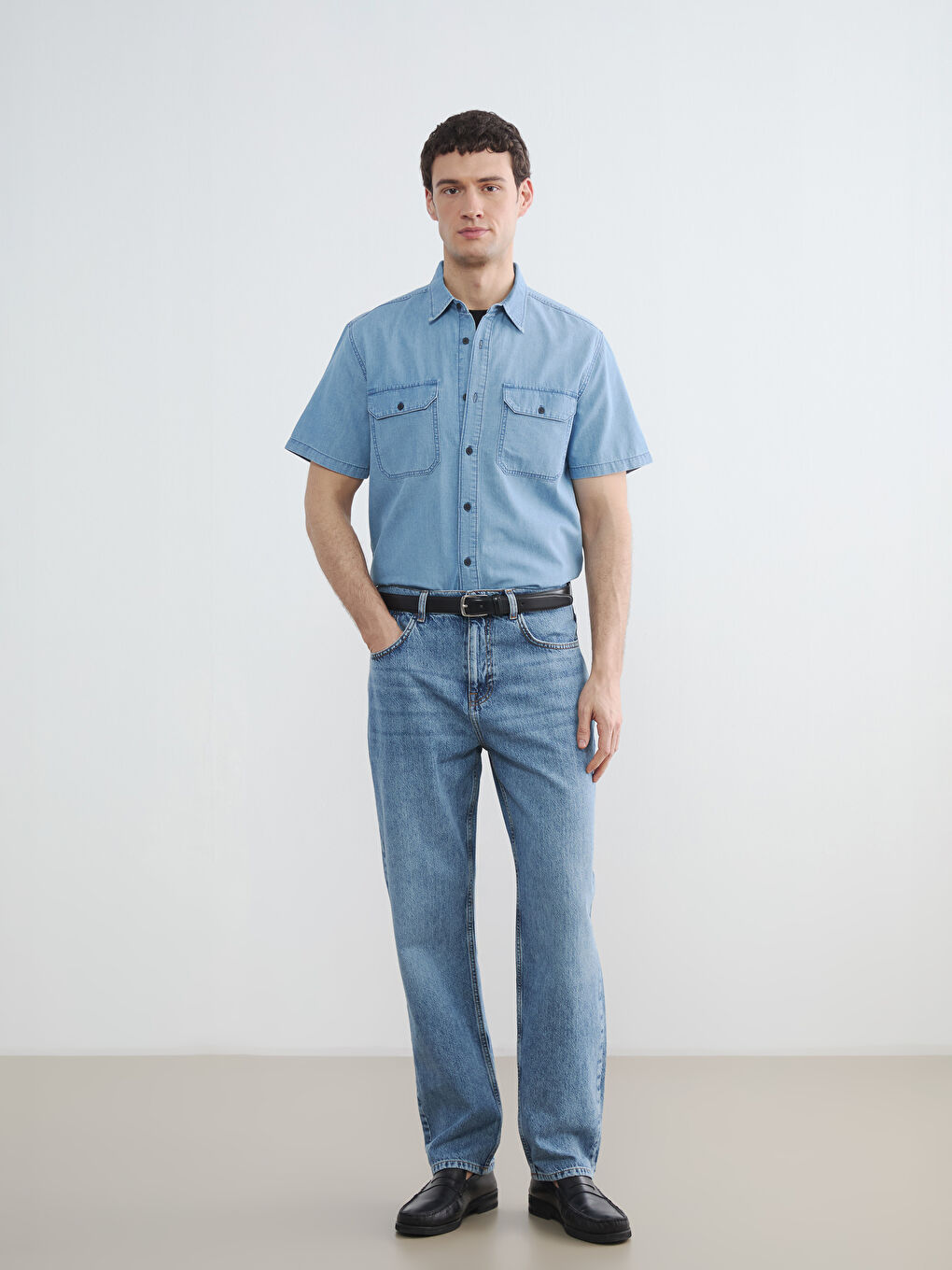 Άνδρας INDIGO Τζιν πουκάμισο-1