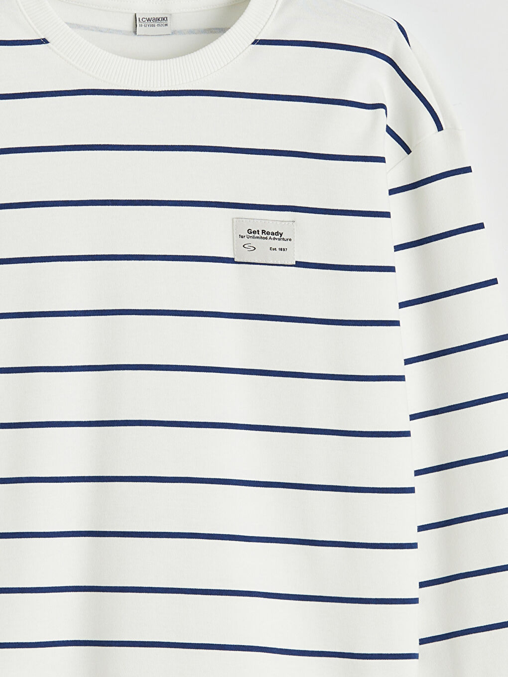 Mavi Bisiklet Yaka Çizgili Erkek Çocuk Sweatshirt-2