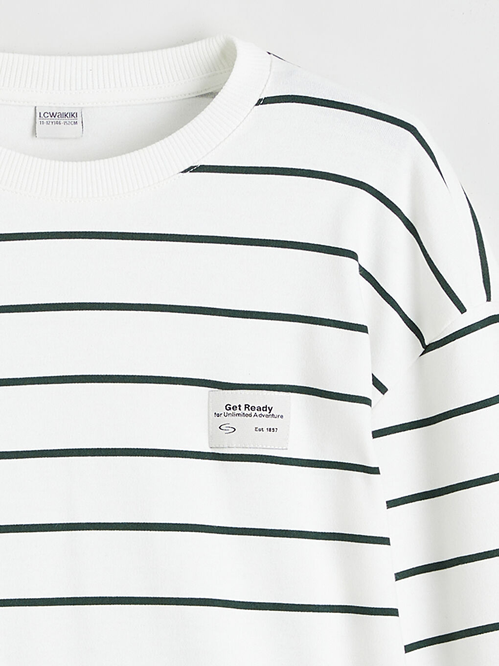 Yeşil Bisiklet Yaka Çizgili Erkek Çocuk Sweatshirt-1