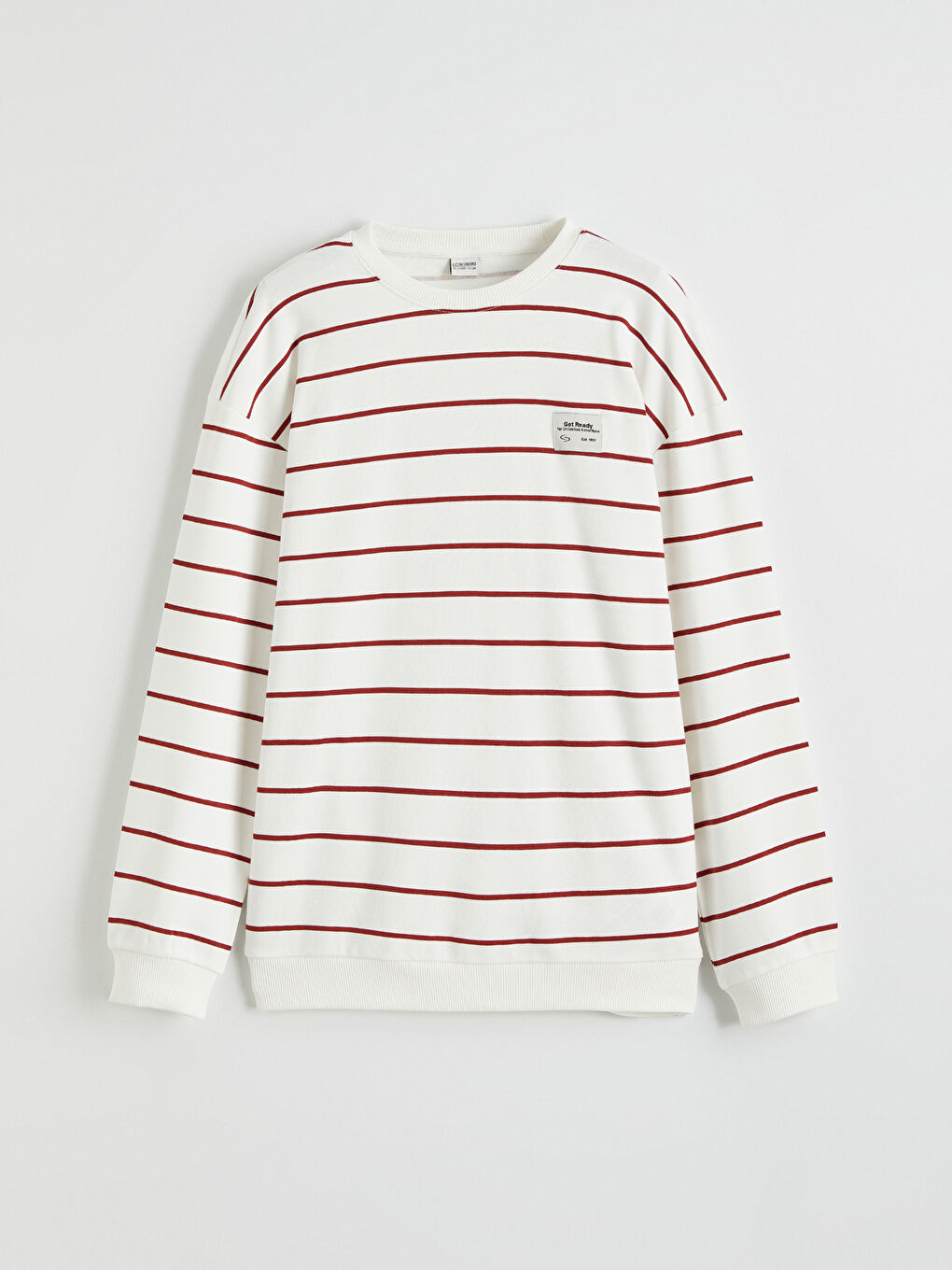 Kırmızı Bisiklet Yaka Çizgili Erkek Çocuk Sweatshirt