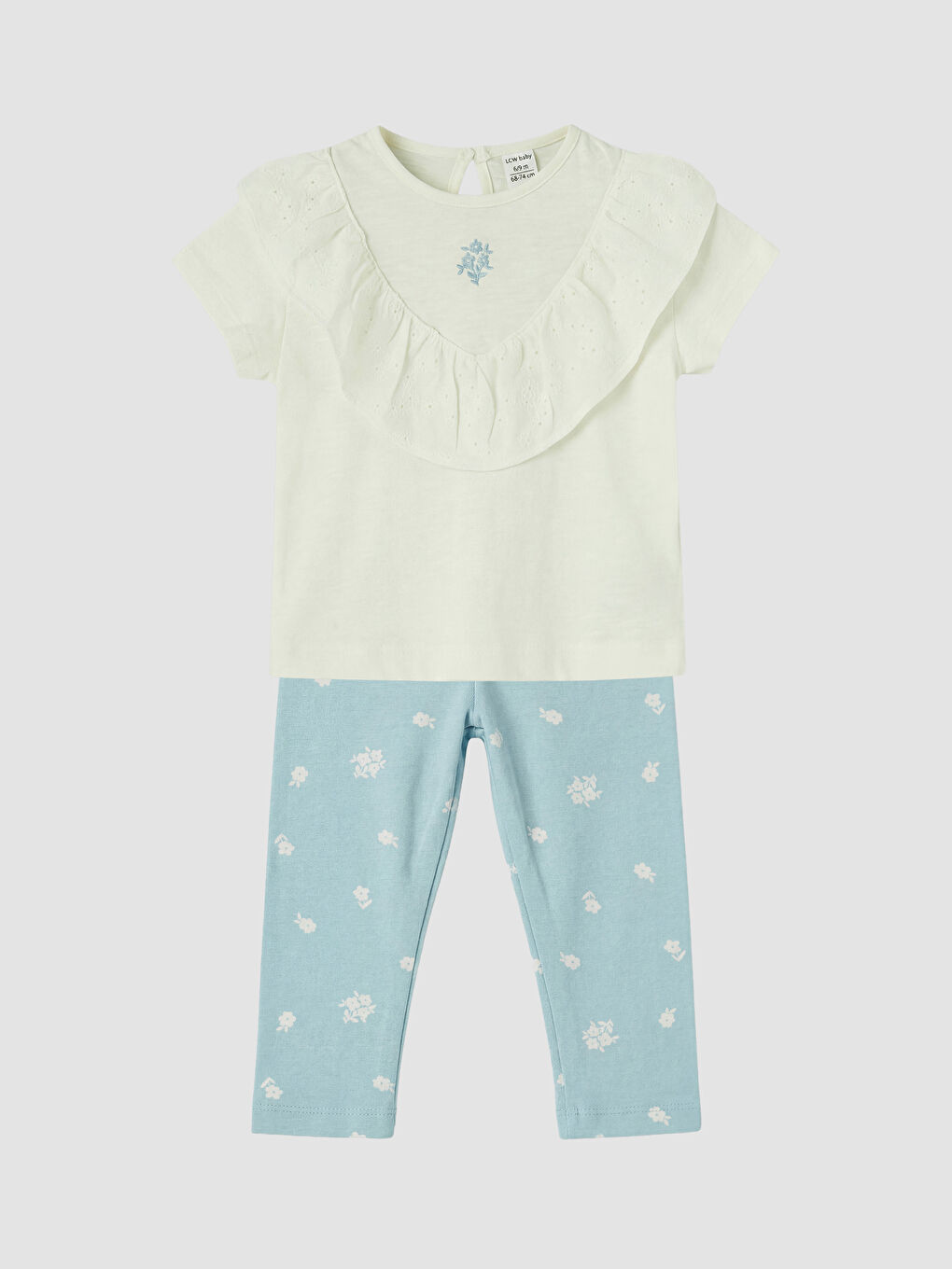 Ekru Çiçekli Kız Bebek Takım