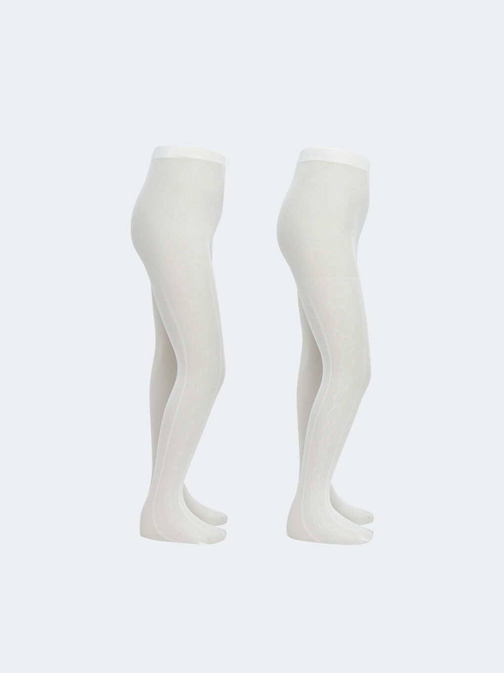 Ekru Desenli Kız Çocuk İnce Külotlu Çorap 2'li