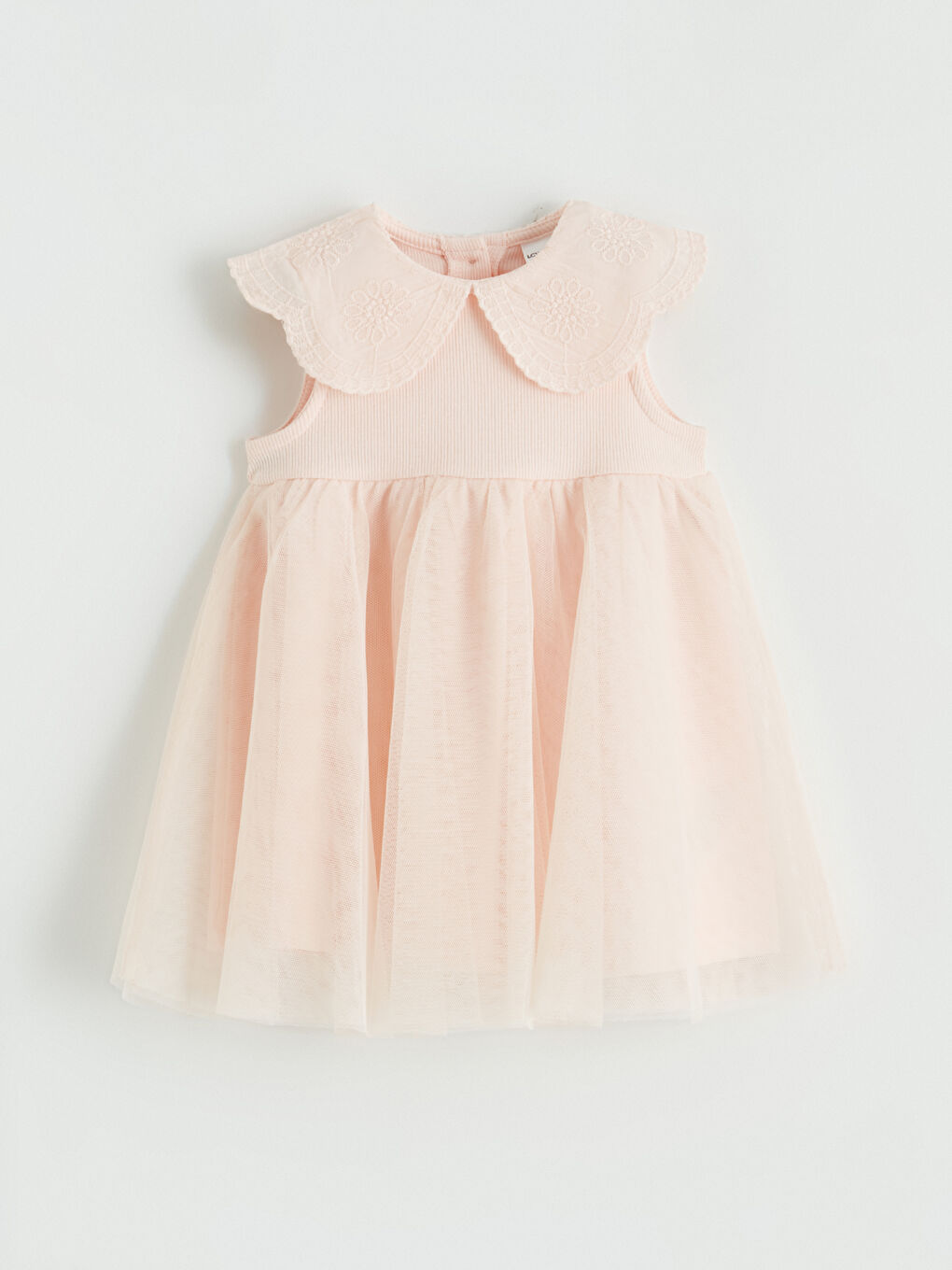 Peter Pan Collar Tulle Detailed Baby Girls' Dress-1