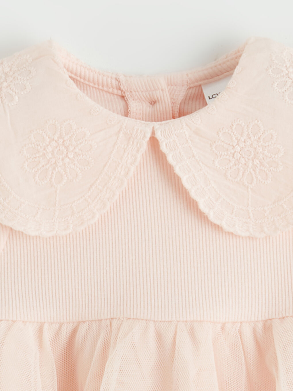 Peter Pan Collar Tulle Detailed Baby Girls' Dress-2