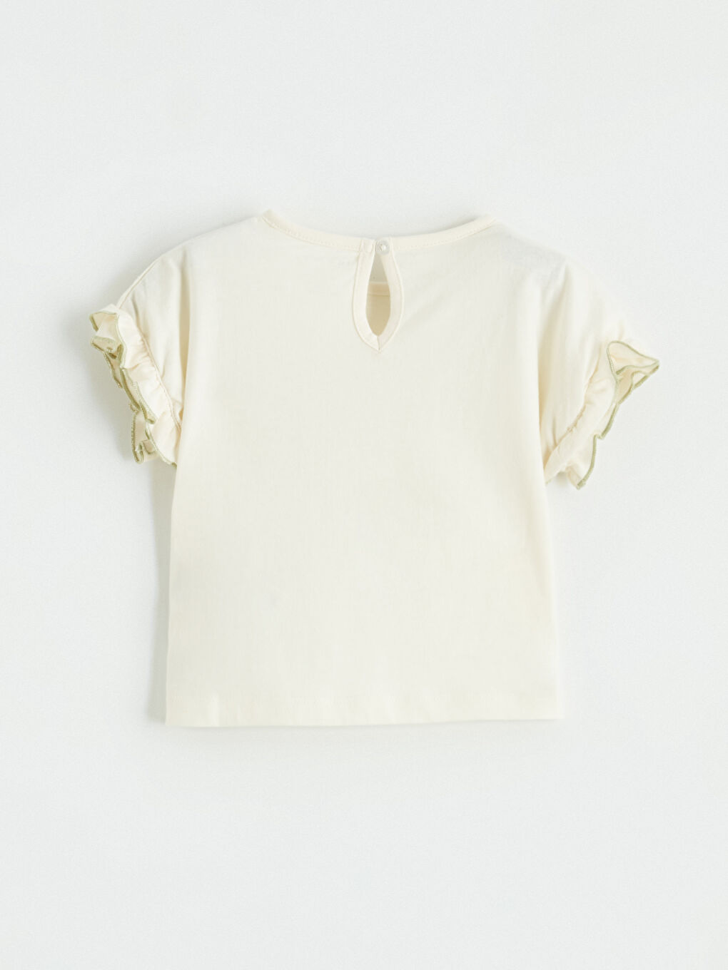 Ekru Nakışlı ve Fırfır Detaylı Kız Bebek Takım-3