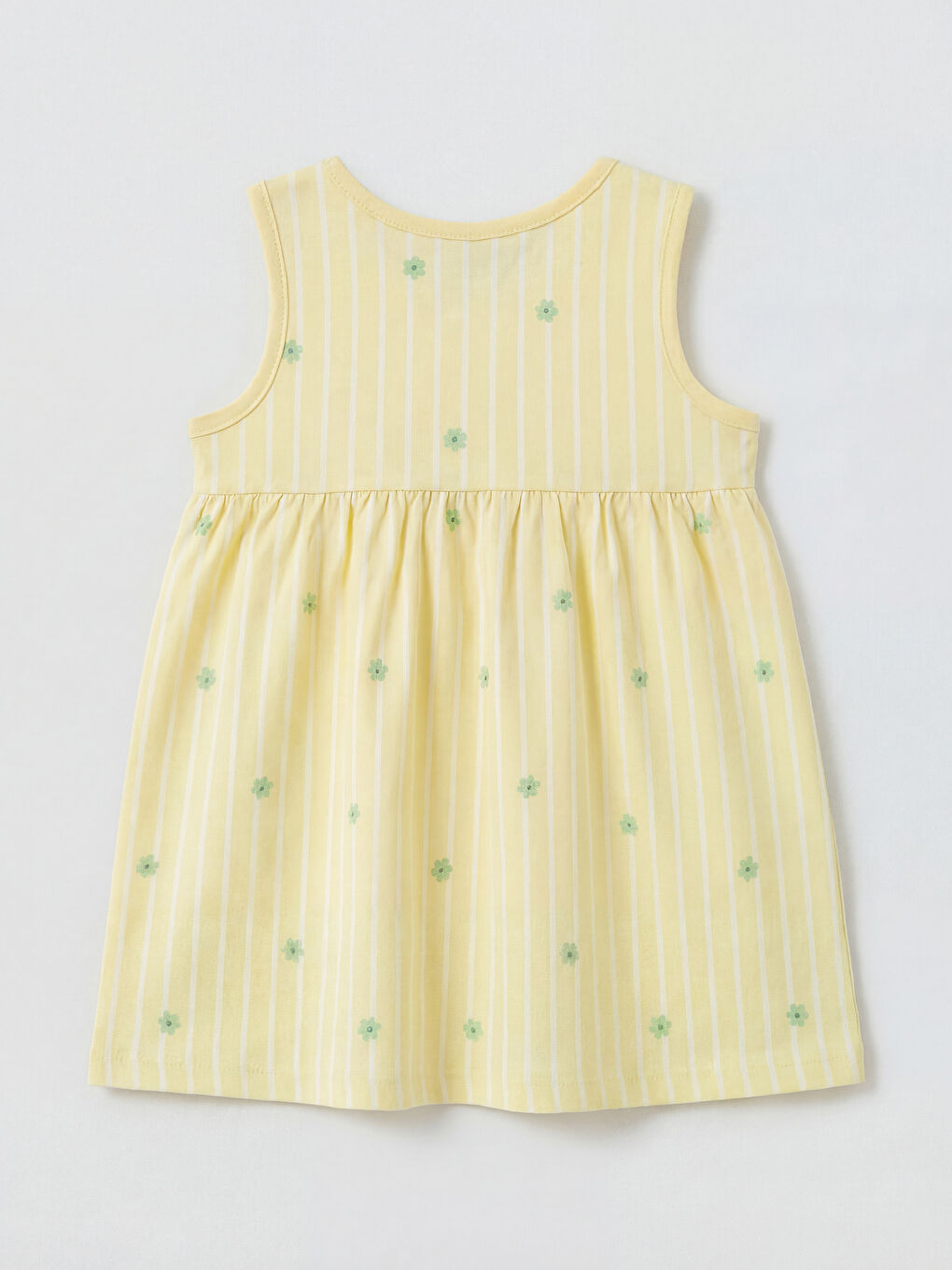 Sarı Çiçek Desenli Kız Bebek Elbise-1