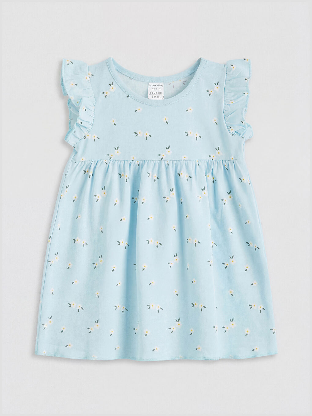 Mavi Çiçekli Kız Bebek Elbise