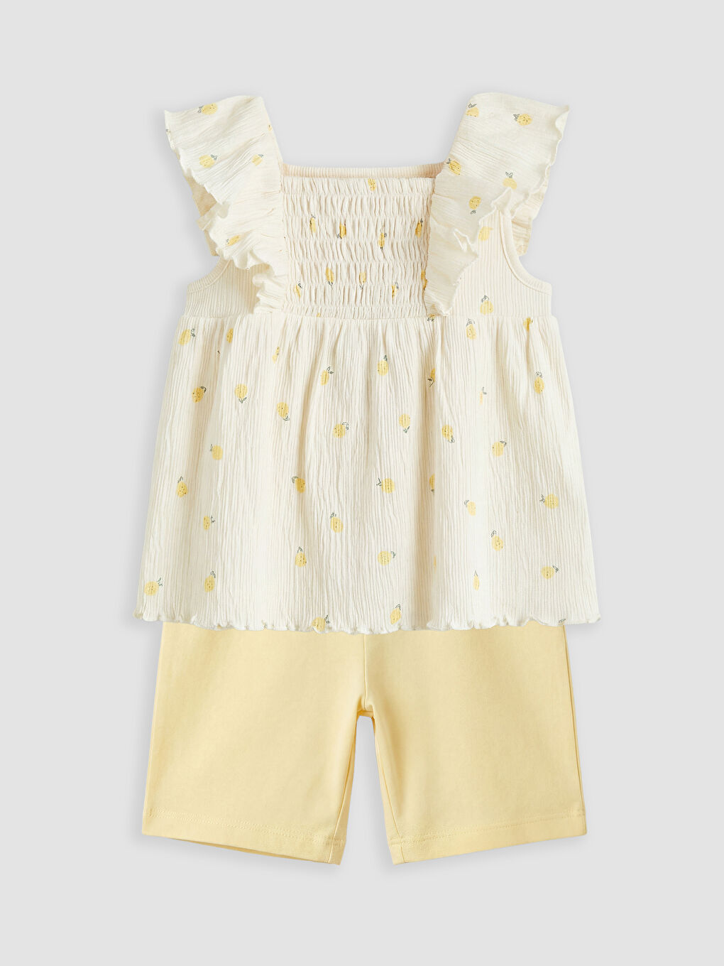 Bej Limon Desenli Kız Bebek Takım