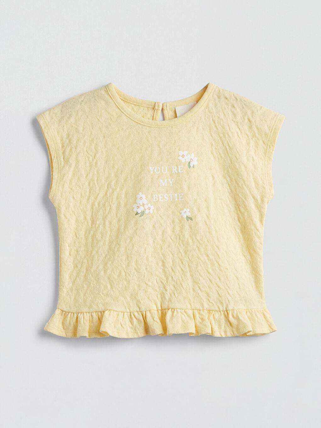 Sarı Çiçekli Kız Bebek Tişört ve Şort-1