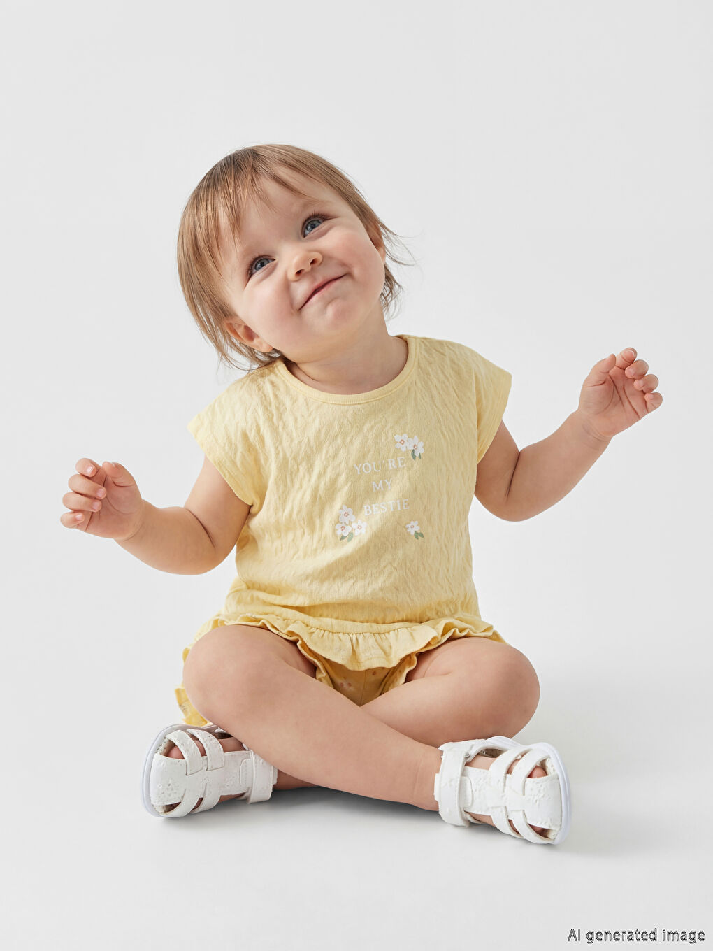 Tricou și pantaloni scurți florali pentru fetițe-1