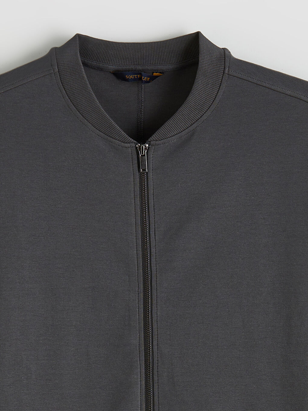 Antrasit Standart Kalıp Erkek Fermuarlı Sweatshirt-5