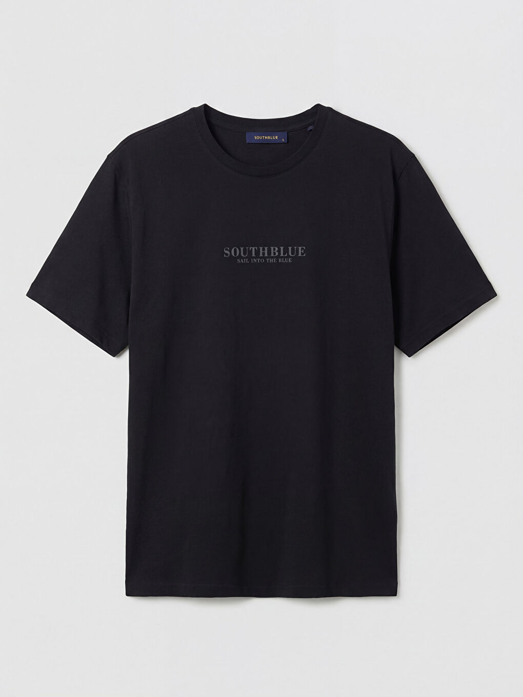 Siyah Bisiklet Yaka Baskılı Erkek Penye Tişört