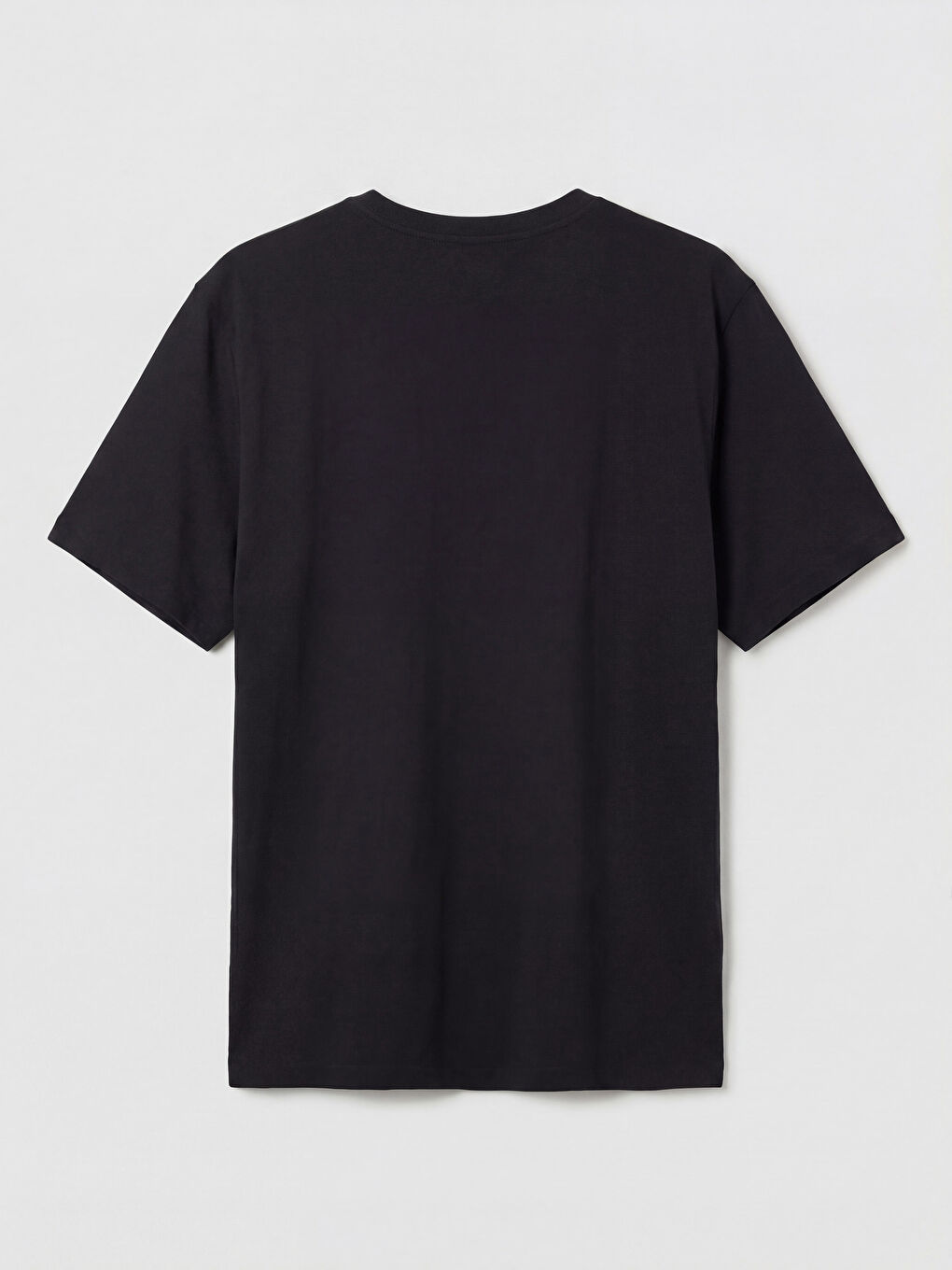 Siyah Bisiklet Yaka Baskılı Erkek Penye Tişört-1