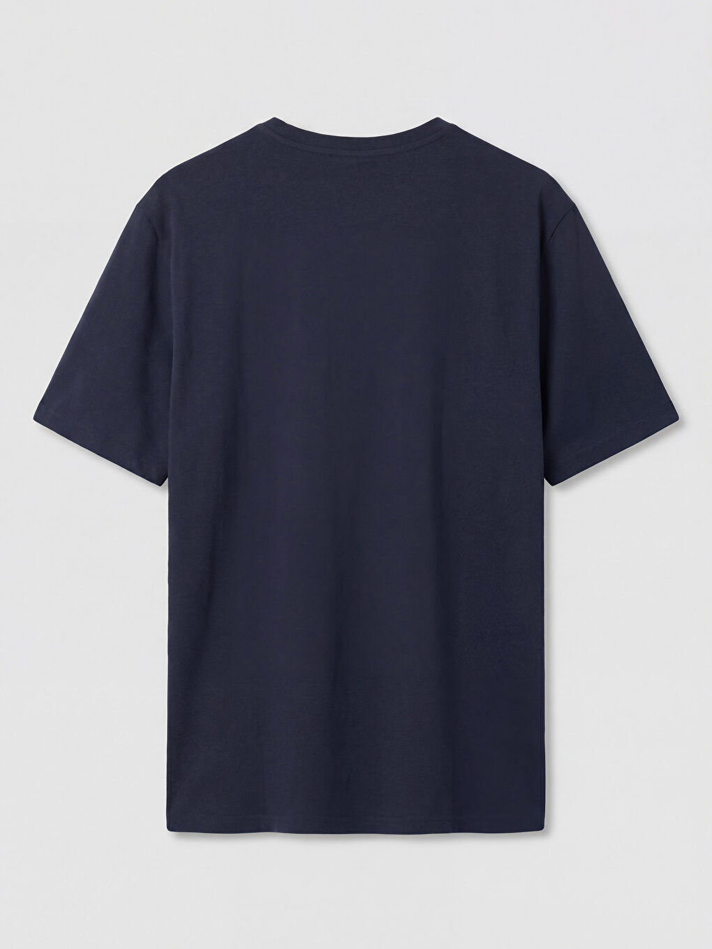 Lacivert Bisiklet Yaka Baskılı Erkek Penye Tişört-1