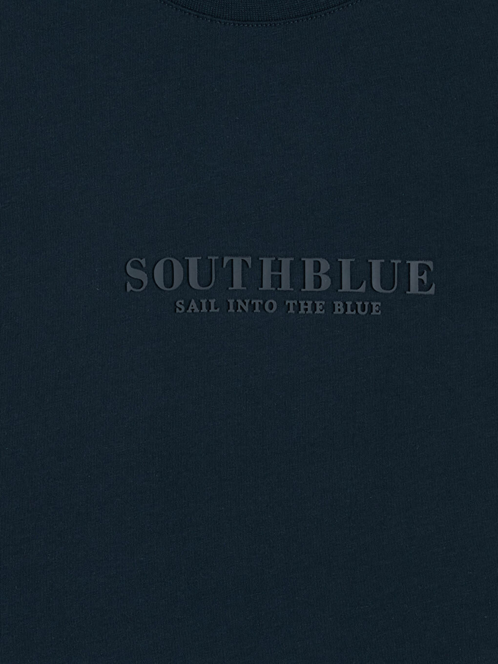 Lacivert Bisiklet Yaka Baskılı Erkek Penye Tişört-2