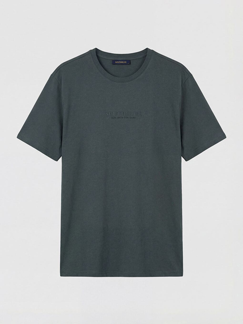 Antrasit Bisiklet Yaka Baskılı Erkek Penye Tişört