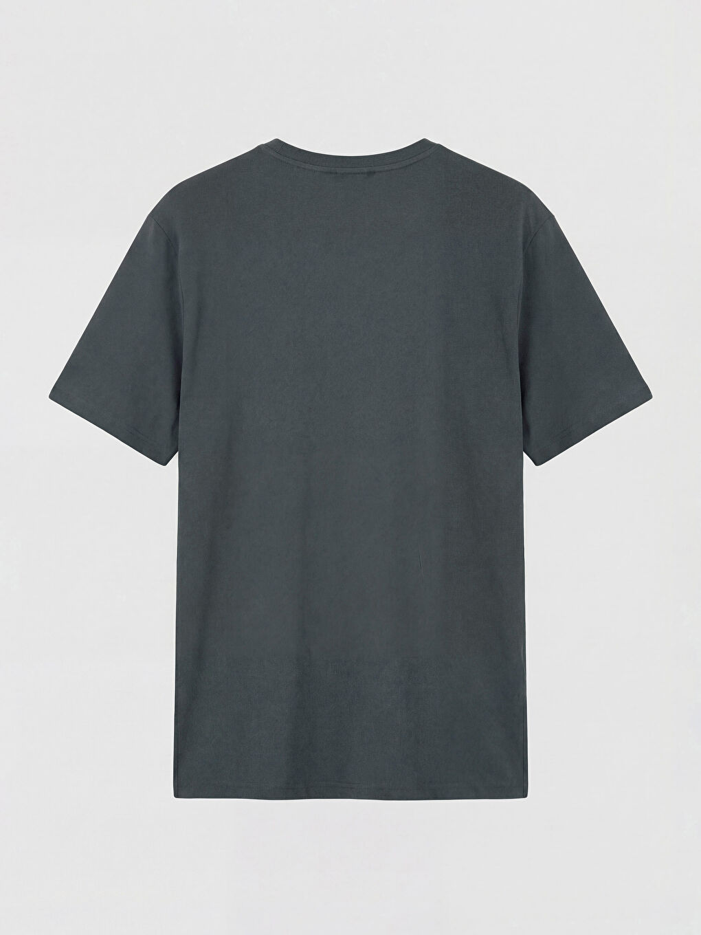 Antrasit Bisiklet Yaka Baskılı Erkek Penye Tişört-1