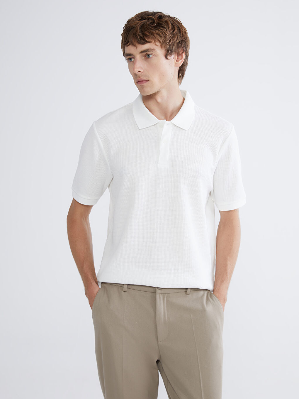 Ekru Polo Yaka Erkek Tişört