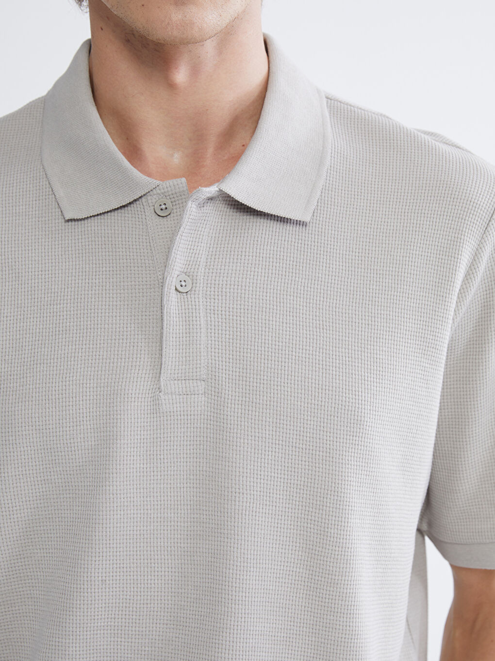 Gri Polo Yaka Erkek Tişört-2