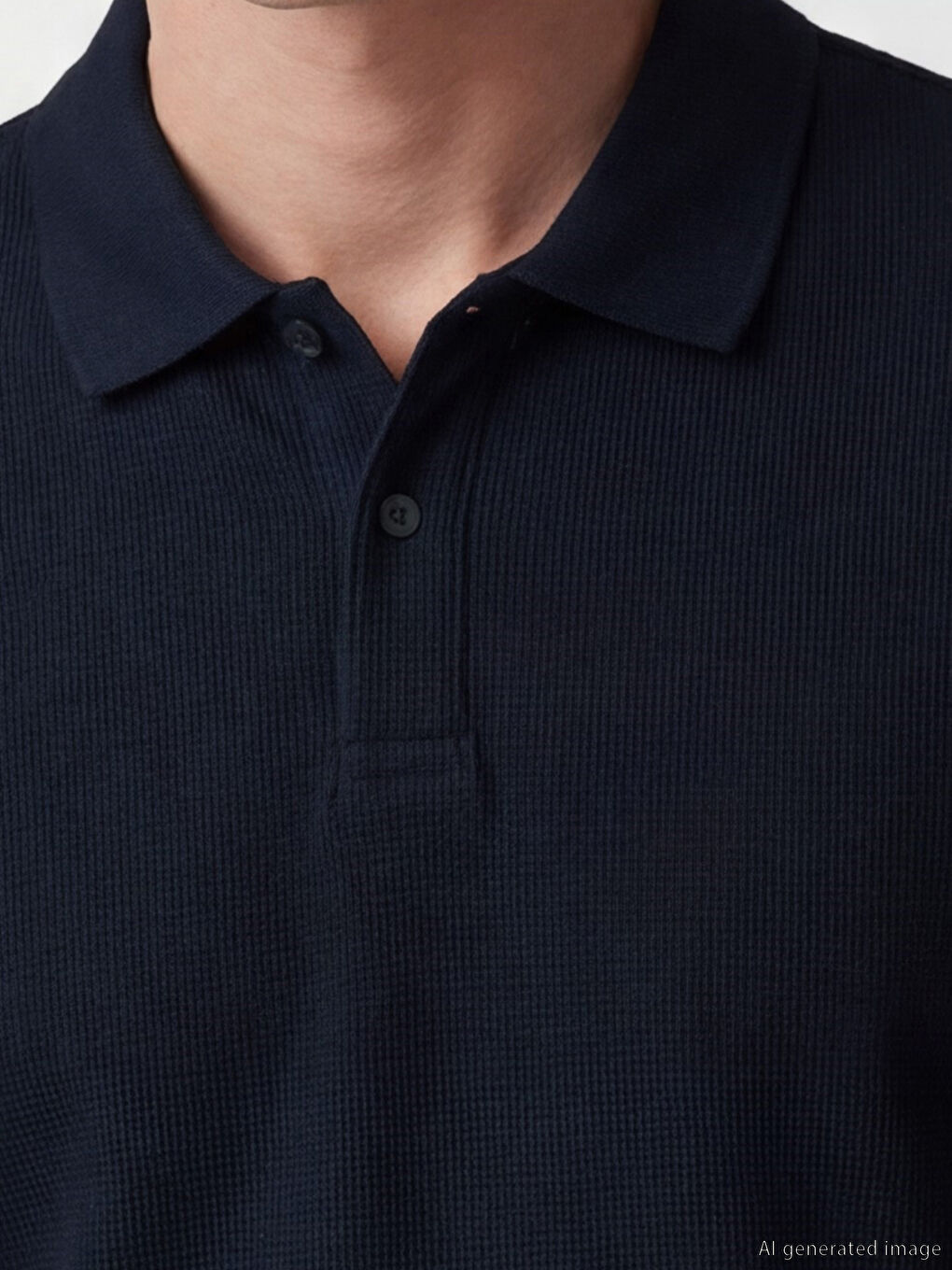 Lacivert Polo Yaka Erkek Dokulu Tişört-2