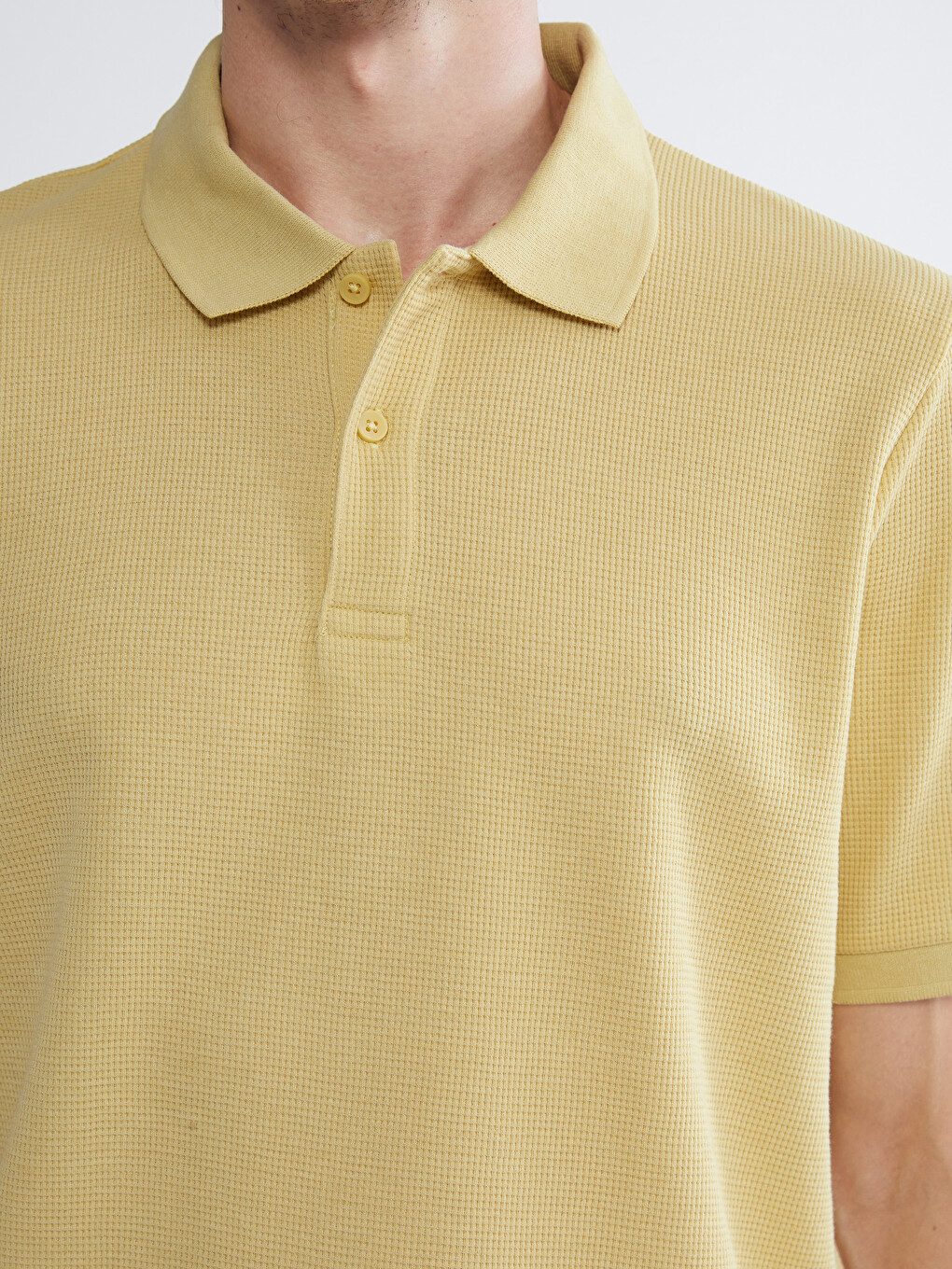 Polo Collar Men's Textured T-Shirt-2