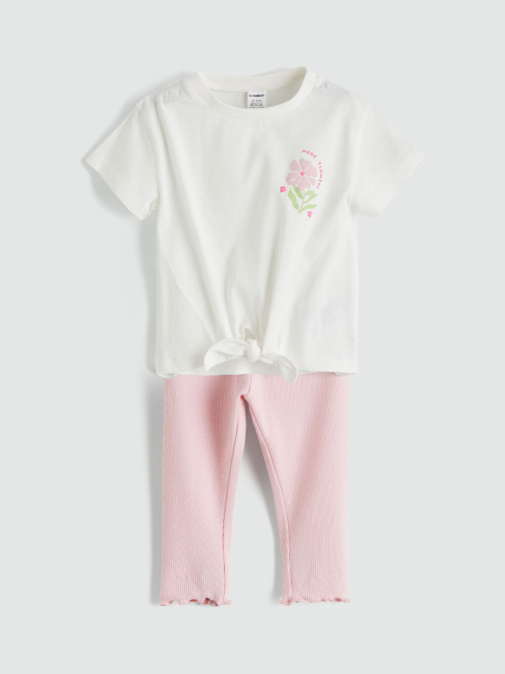 Ekru Çiçek Baskılı Kız Bebek Takım