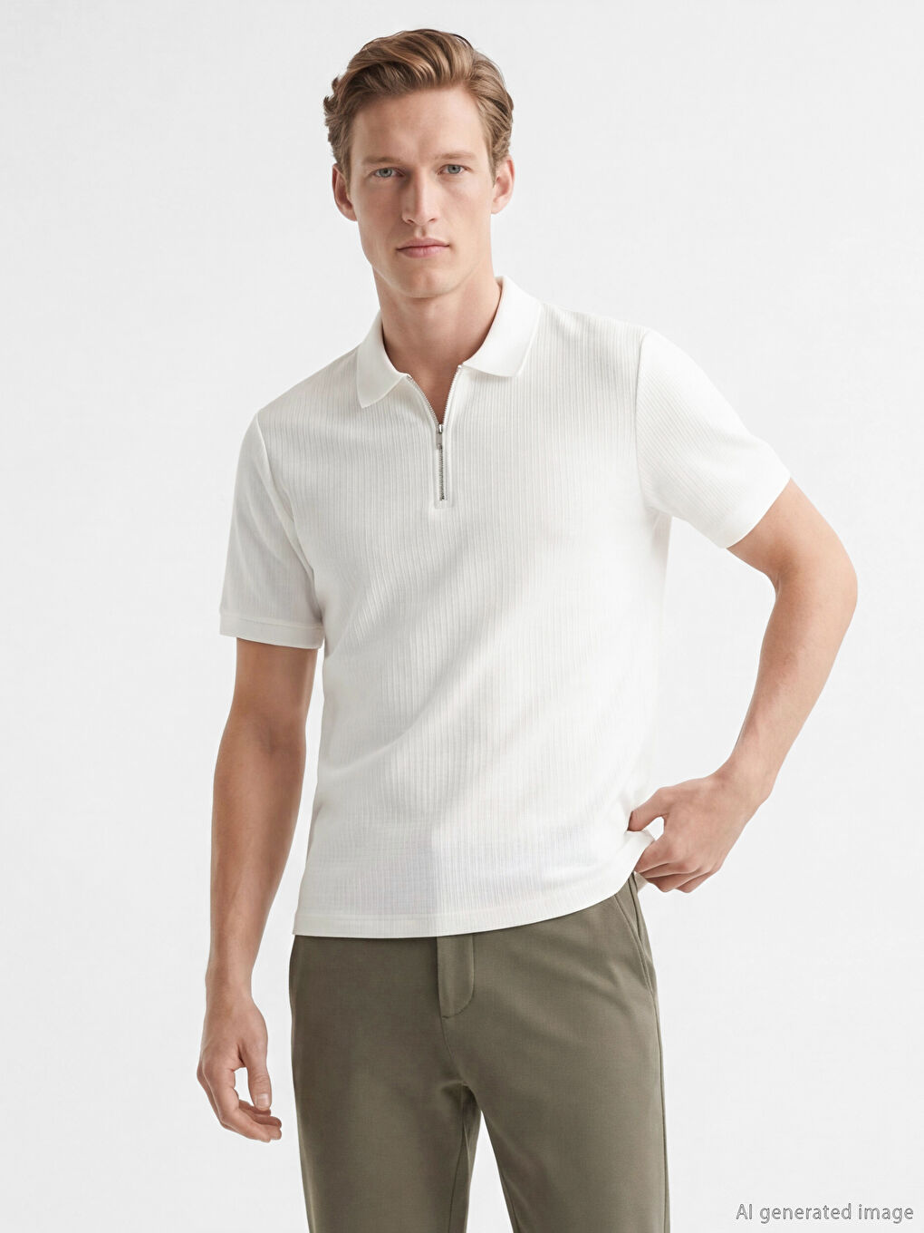 Beyaz Polo Yaka Erkek Tişört