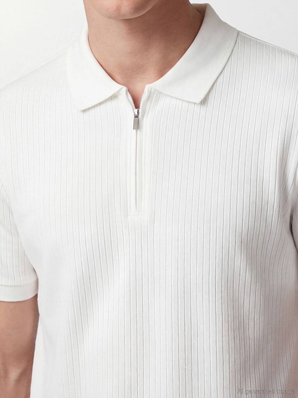 Beyaz Polo Yaka Erkek Tişört-2