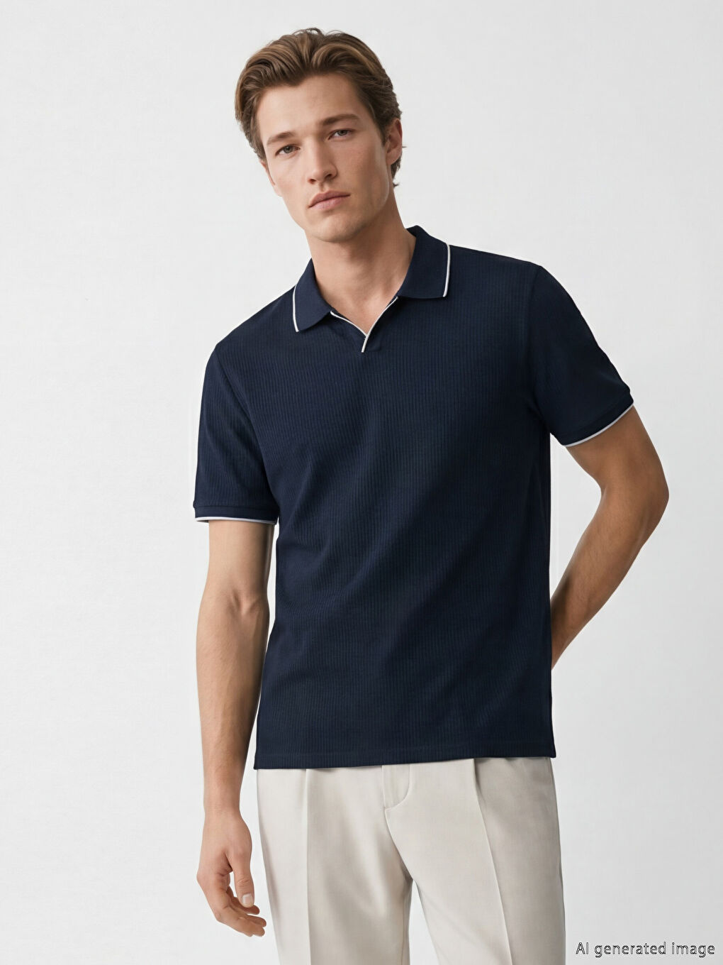 Lacivert Polo Yaka Erkek Tişört