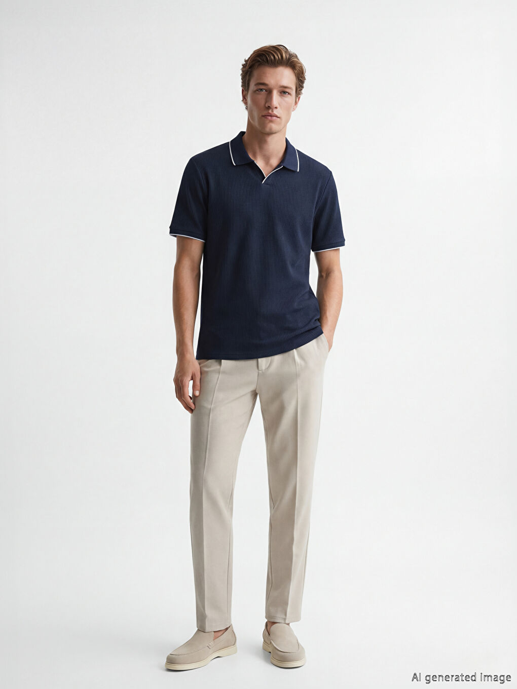 Lacivert Polo Yaka Erkek Tişört-1