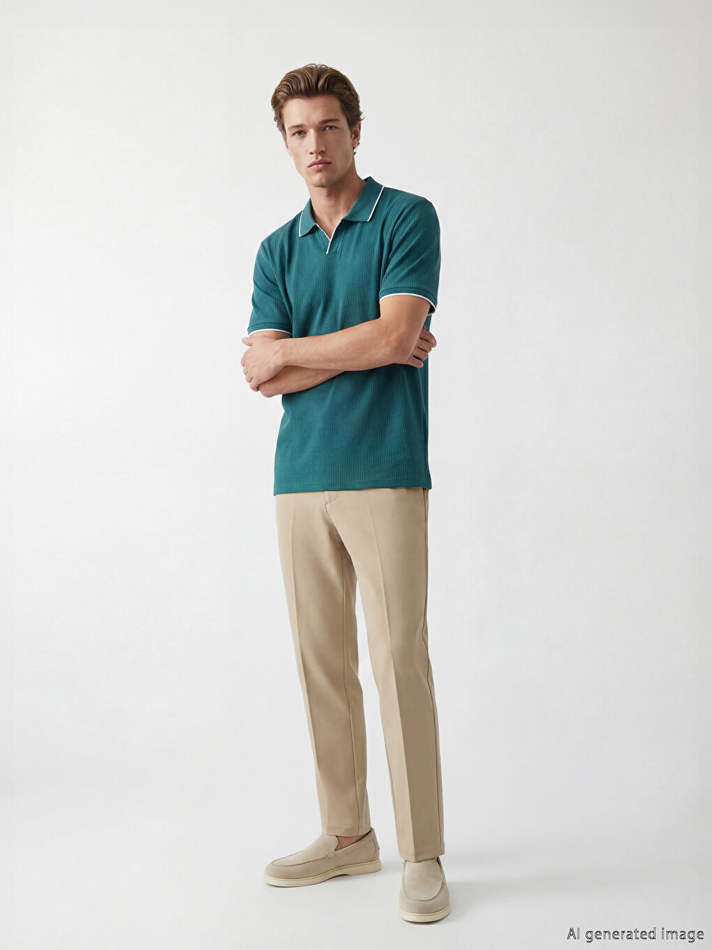 Petrol Polo Yaka Erkek Tişört-1