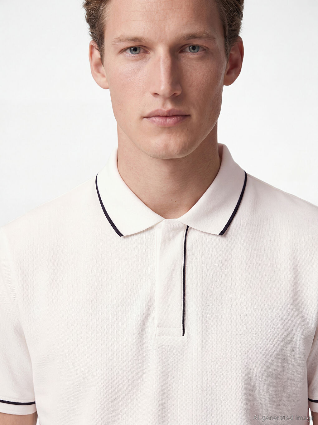 Ekru Polo Yaka Pike Erkek Tişört-2